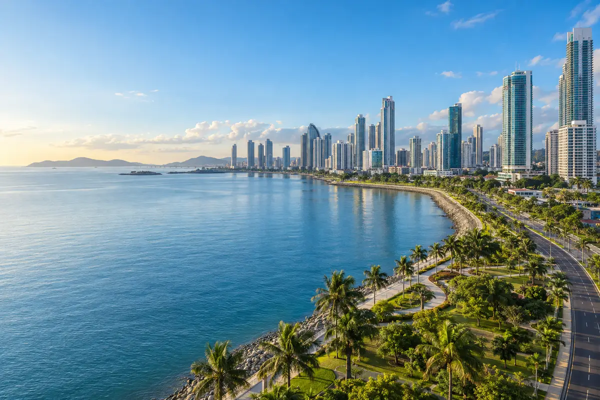Vista ilustrativa de la costa de Ciudad de Panamá